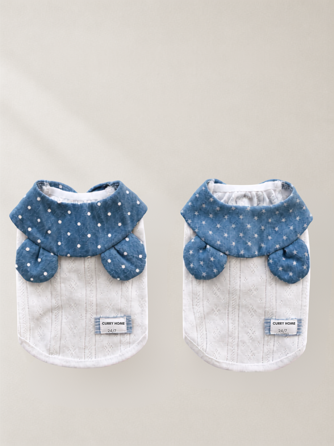 藍白圓耳領巾背心｜FurNest 商品圖片