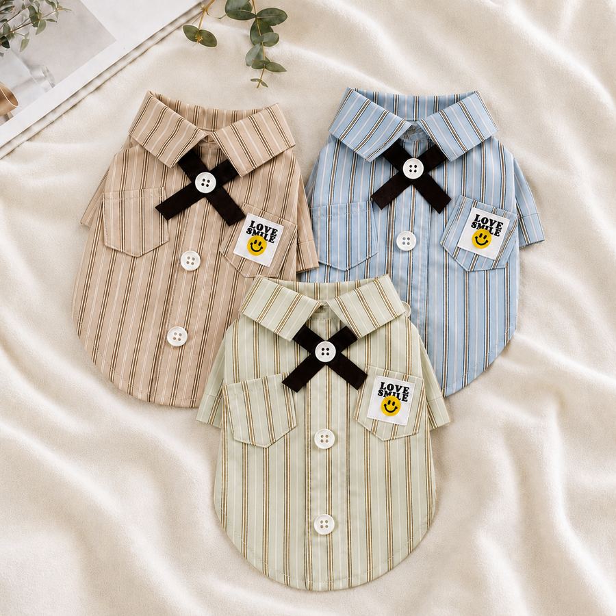 小口袋條紋寵物襯衫｜FurNest 商品圖片