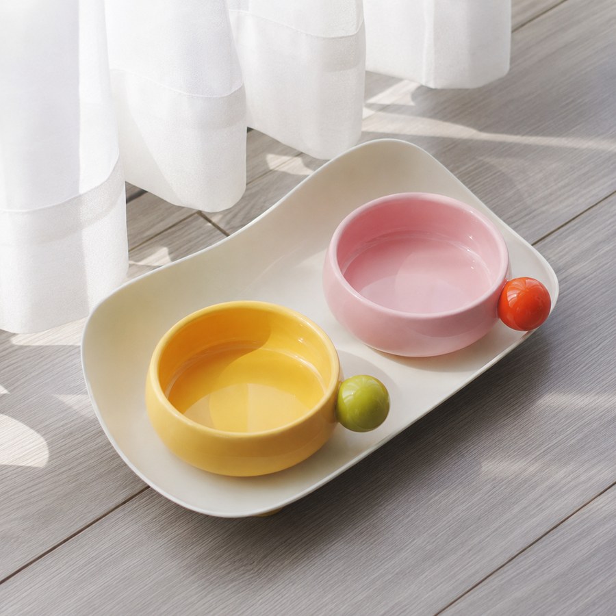 糖豆陶瓷雙碗餐座｜FurNest 商品圖片
